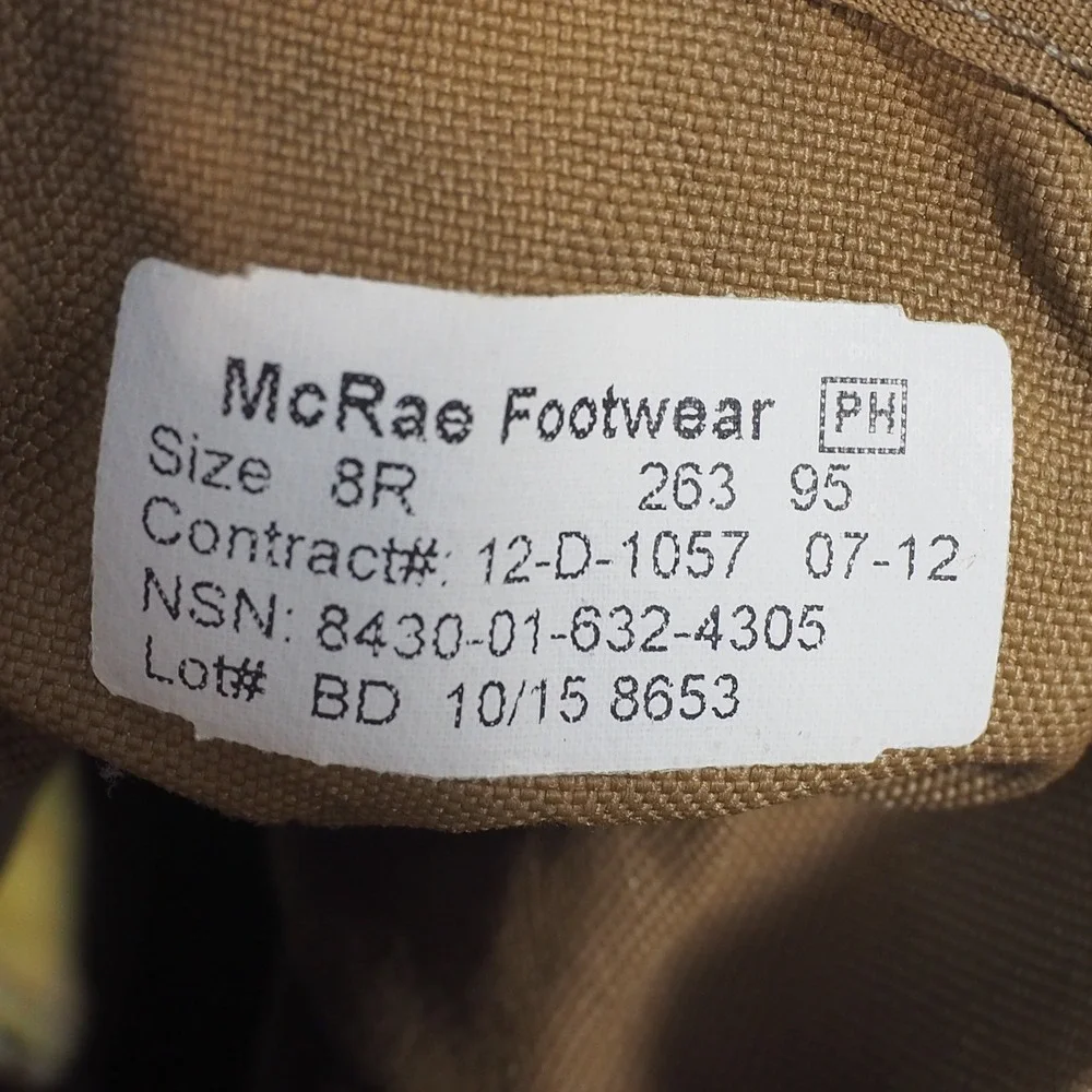McRae Combat Boot Mens 8R Coyote Tan Suede Lace Up Military Tactical Vibram Lug